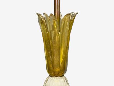 Italian Modern Murano Glass Wood Large Table Lamps Italy 1940s
