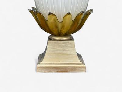 Italian Modern Murano Glass Wood Large Table Lamps Italy 1940s