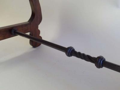Italian Modern Neoclassical Walnut and Hammered Iron Bench