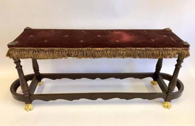 Italian Modern Neoclassical Wood Brass and Iron Hall or Bedroom Bench