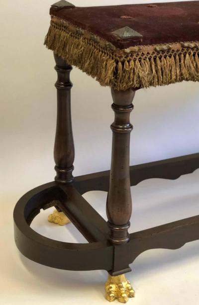 Italian Modern Neoclassical Wood Brass and Iron Hall or Bedroom Bench