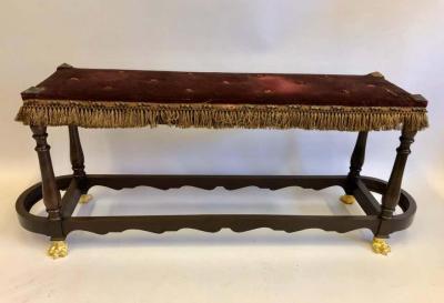 Italian Modern Neoclassical Wood Brass and Iron Hall or Bedroom Bench