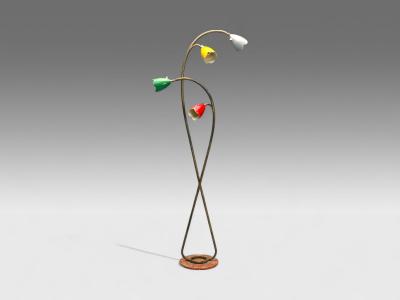 Italian Modern Painted Enamel Brass Marble Floor Lamp Italy 1940s