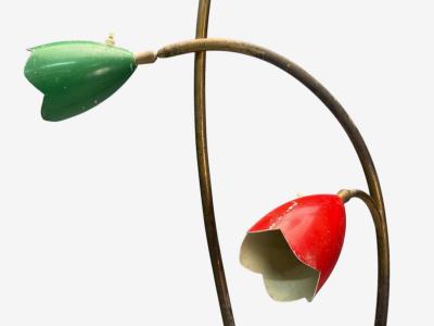 Italian Modern Painted Enamel Brass Marble Floor Lamp Italy 1940s