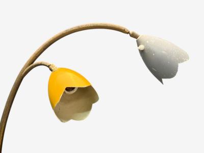 Italian Modern Painted Enamel Brass Marble Floor Lamp Italy 1940s