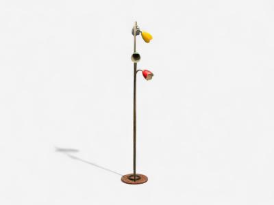 Italian Modern Painted Enamel Brass Marble Floor Lamp Italy 1940s