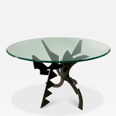 Italian Modern Patinated Bronze and Glass Cafe Table Pucci de Rossi