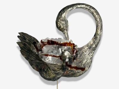 Italian Modern Patinated Metal Art Glass Large Wall Sconce Italy 1960s