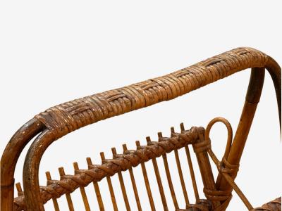 Italian Modern Rattan Bamboo Cane Magazine Rack Italy 1960s