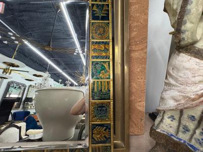 Italian Modern Reverse Decorated Beveled Mirror