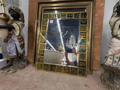 Italian Modern Reverse Decorated Beveled Mirror