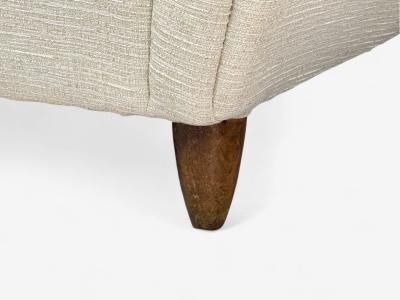 Italian Modern Stained Wood Beige Tweed Fabric Club Chairs Italy 1940s