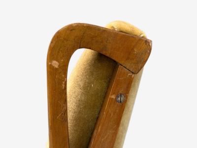 Italian Modern Stained Wood Camel Mohair Lounge Chair Italy 1950s