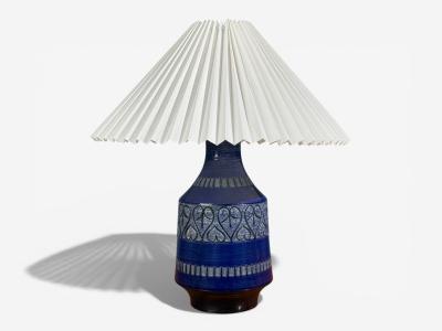 Italian Modern Table Lamp Cobalt Blue Ceramic Italy 1960s
