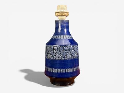 Italian Modern Table Lamp Cobalt Blue Ceramic Italy 1960s