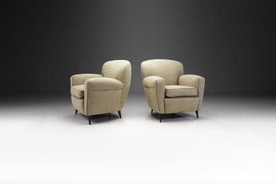 Italian Modern Upholstered Armchairs with Tapered Feet Italy ca 1950s