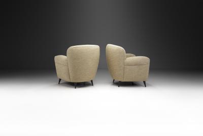 Italian Modern Upholstered Armchairs with Tapered Feet Italy ca 1950s