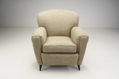 Italian Modern Upholstered Armchairs with Tapered Feet Italy ca 1950s