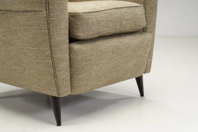 Italian Modern Upholstered Armchairs with Tapered Feet Italy ca 1950s