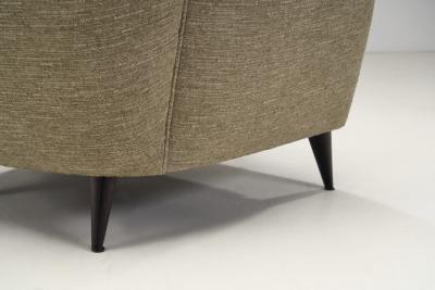Italian Modern Upholstered Armchairs with Tapered Feet Italy ca 1950s