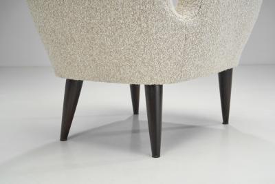 Italian Modern Upholstered High Back Armchairs with Cross Stitches Italy 1960s