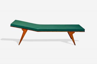 Italian Modern Walnut Leatherette Chaise Lounge Italy 1950s