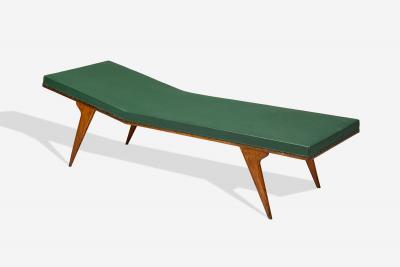 Italian Modern Walnut Leatherette Chaise Lounge Italy 1950s