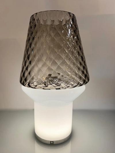 Italian Modern Wireless Dimmable White Gray Glass Portable Table Lamp Lit Vase