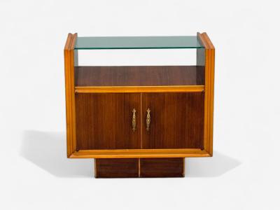 Italian Modern Wood Brass Glass Nightstands Italy 1950s