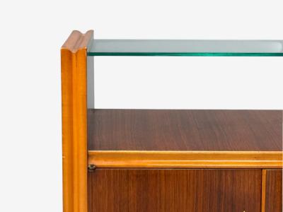 Italian Modern Wood Brass Glass Nightstands Italy 1950s