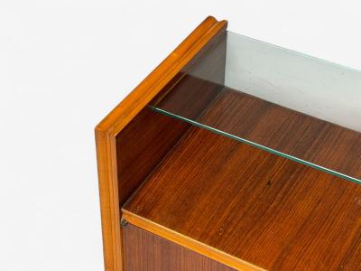 Italian Modern Wood Brass Glass Nightstands Italy 1950s