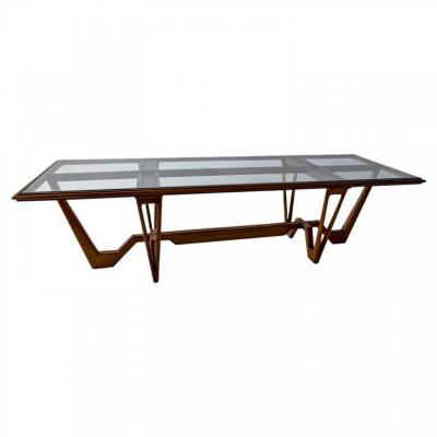 Italian Modern Wood Glass Coffee Table