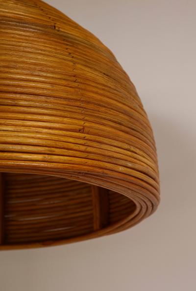 Italian Modernist Bamboo and Brass Chandelier Pendant Italy 1970s