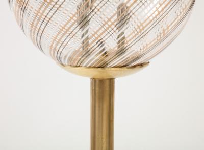 Italian Modernist Brass Floor Lamp with Glass Globe circa 1970