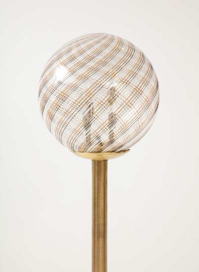 Italian Modernist Brass Floor Lamp with Glass Globe circa 1970
