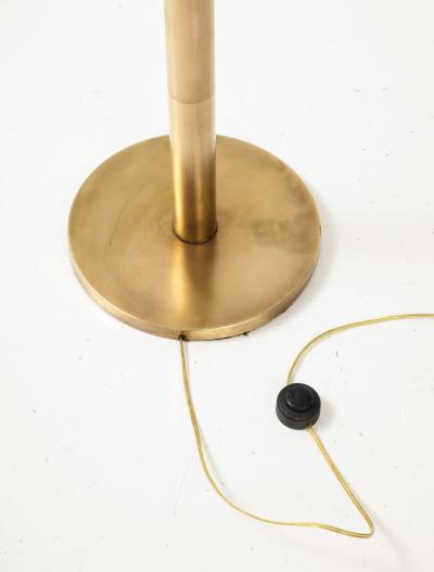 Italian Modernist Brass Floor Lamp with Glass Globe circa 1970