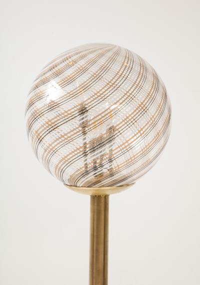 Italian Modernist Brass Floor Lamp with Glass Globe circa 1970