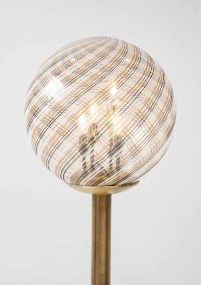 Italian Modernist Brass Floor Lamp with Glass Globe circa 1970