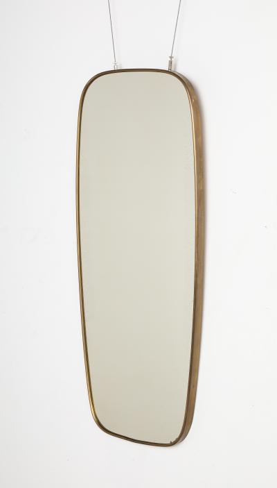Italian Modernist Brass Framed Wall Mirror circa 1950