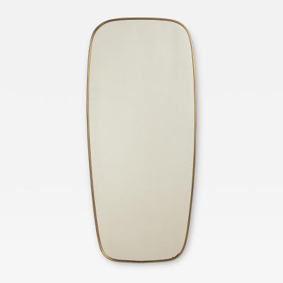 Italian Modernist Brass Framed Wall Mirror circa 1950