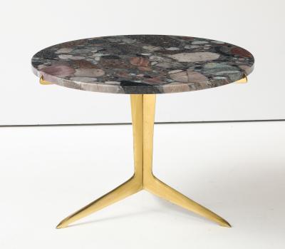 Italian Modernist Brass Granite Side Table