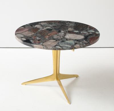 Italian Modernist Brass Granite Side Table