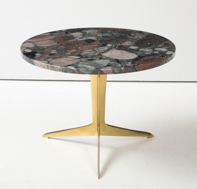 Italian Modernist Brass Granite Side Table