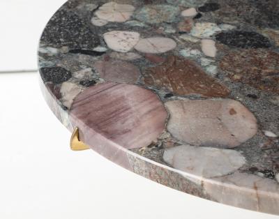 Italian Modernist Brass Granite Side Table