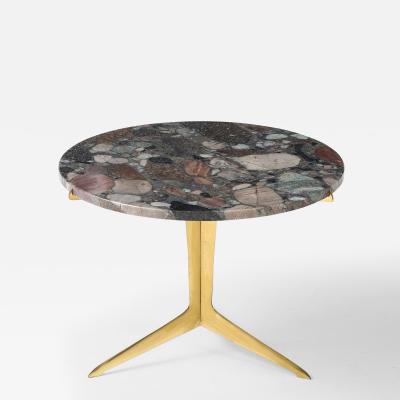 Italian Modernist Brass Granite Side Table