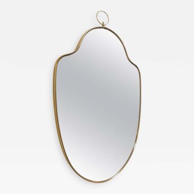 Italian Modernist Brass Mirror with a Decorative Ring at the Top