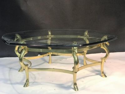 Italian Modernist Brass Seahorse Coffee Table