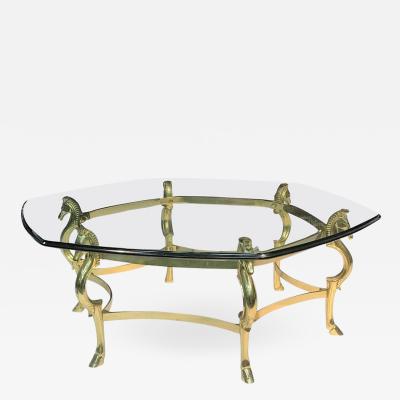 Italian Modernist Brass Seahorse Coffee Table