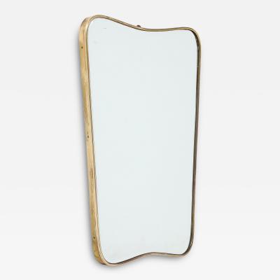 Italian Modernist Brass Shaped Wall Mirror circa 1950