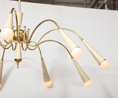 Italian Modernist Brass Spider Chandelier Italy circa 1950